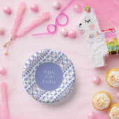 デザイナーパープルホワイトとグリーン ペーパーボウル (パーティー)