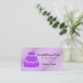 デザイナーパープル結婚ズケーキ 名刺 (スタンド正面)