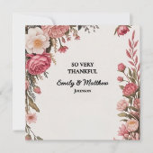 デザイナーピンクフラワーブーケサンキューカード サンキューカード (正面)