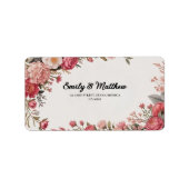デザイナーピンクフラワーブーケ差出人住所ラベル ラベル (正面)