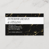 デザイナーブラックと金ゴールドマーブルホワイトストライプの 名刺 (裏面)