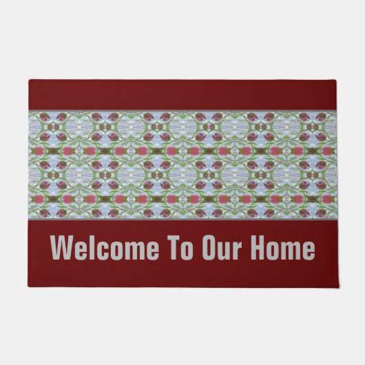 デザイナーブルゴーニュパターン（の模様が）ある詳細 ドアマット (正面)