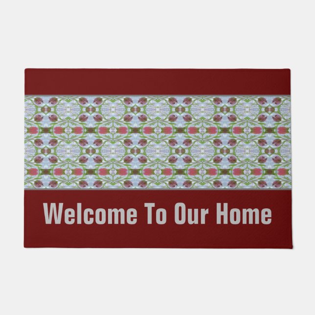 デザイナーブルゴーニュパターン（の模様が）ある詳細 ドアマット (正面)