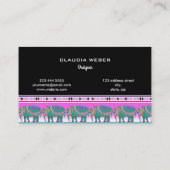 デザイナーモダントレンディーホワイトピンクストライプ色 名刺 (裏面)