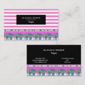 デザイナーモダントレンディーホワイトピンクストライプ色 名刺 (正面/裏面)