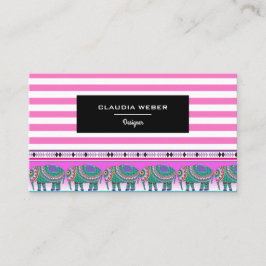デザイナーモダントレンディーホワイトピンクストライプ色 名刺