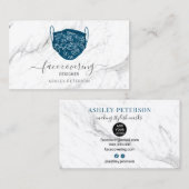 デザイナーモダン大理石を覆う編集可能マスク顔 名刺 (正面/裏面)