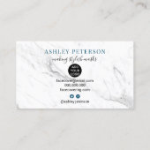 デザイナーモダン大理石を覆う編集可能マスク顔 名刺 (裏面)