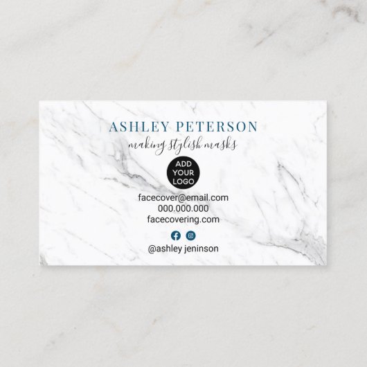 デザイナーモダン大理石を覆う編集可能マスク顔 名刺 (裏面)