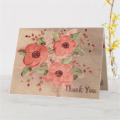 デザイナーレッドフローラサンキューカード カード (黄色い花)