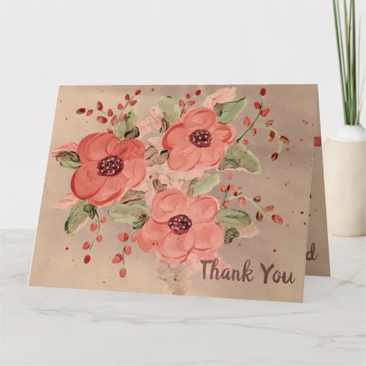デザイナーレッドフローラサンキューカード カード (正面)