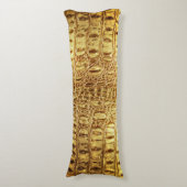 デザイナーワニゲーターワニ皮シャイニー金ゴールド体  ボディピロー (正面縦)