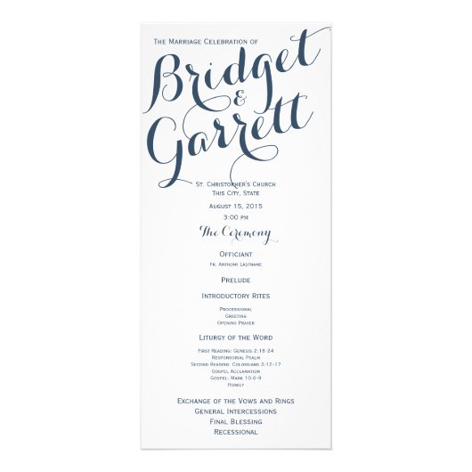 デザイナー文字ネイビーブルー ラックカード (正面)