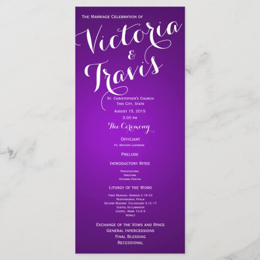 デザイナー文字紫結婚式 プログラム (正面)