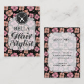 デザイナー花の美容師のアポイントメントカード 予約カード (正面/裏面)