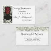 デザイナー装飾者のビクトリアンなダマスク織の花柄の椅子 名刺 (正面/裏面)