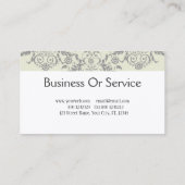 デザイナー装飾者のビクトリアンなダマスク織の花柄の椅子 名刺 (裏面)