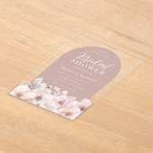 デザイナー赤面フローラほこりっぽいピンクブライダルシャワー アクリル招待状 (レイダウン)