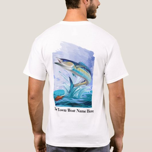 デザイナー魚釣りのTシャツ態度のワッホー。 Tシャツ (裏面)