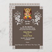 デザイナー インドのガネーシャ ウェディング 招待状 (正面/裏面)