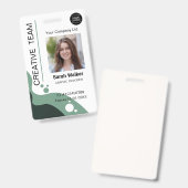 デザイナーID 従業員写真 ロゴ 名前 緑 バッジ (正面＆裏面)