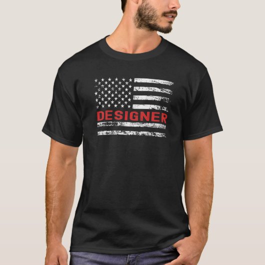 デザイナーUSAフラグ職業レトロ役職 Tシャツ (正面)