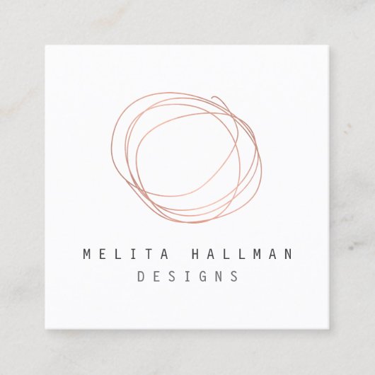 デザイミニマルナー落書きロゴのバラ金ゴールド スクエア名刺 (正面)