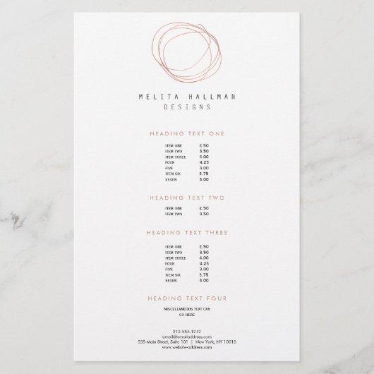 デザイミニマルナー落書きロゴのバラ金ゴールド チラシ (正面)