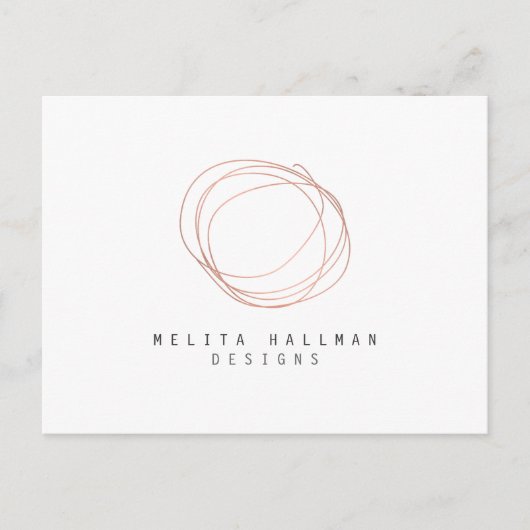 デザイミニマルナー落書きロゴのバラ金ゴールド ポストカード (正面)