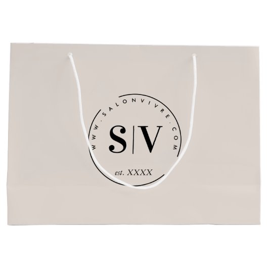 デザイミニマルナ美しいサロンビジネスロゴ ラージペーパーバッグ (裏面)