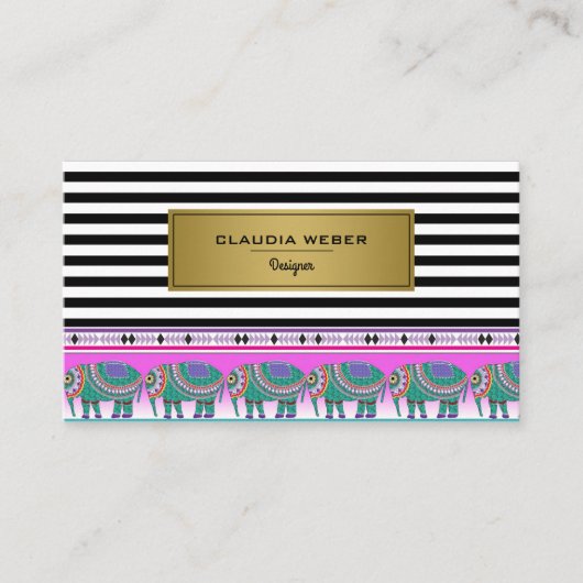 デザイモダンナトレンディー白黒ストライプ 名刺 (正面)