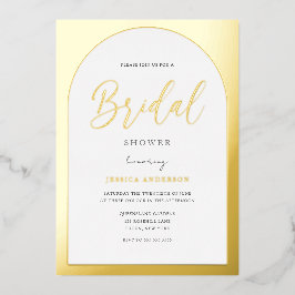 デザイモダンナーゴールドフォイルアーチブライダルシャワー 箔招待状