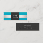 デザイモダンナーシルバーストライプのターコイズとブラック スキニー名刺 (正面/裏面)