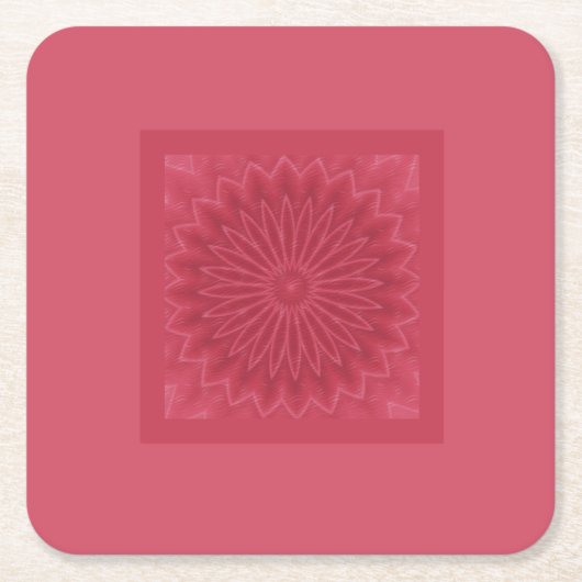 デザイモダンナーピンク花装飾美術プリント スクエアペーパーコースター (正面)