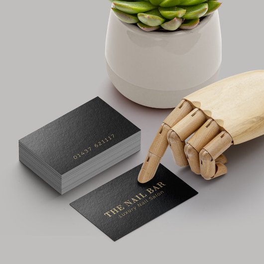 デザイモダンナーブミニマルラック&金ゴールドエンボス文字 名刺