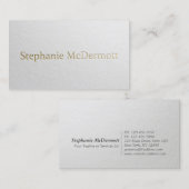 デザイモダンンタミニマルーホワイト&金ゴールドエンボス文字 名刺 (正面/裏面)