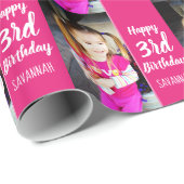デザインあなたカスタム自身の写真パーソナライズされた誕生日 ラッピングペーパー (ロールコーナー)