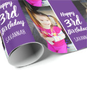 デザインあなたカスタム自身の写真パーソナライズされた誕生日 ラッピングペーパー (ロールコーナー)