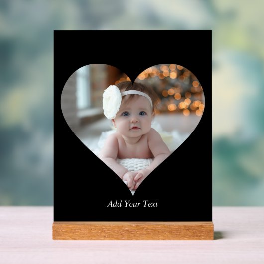 デザインあなた独身の自身のハート形の写真 アクリルサイン (ニュートラル)