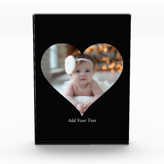 デザインあなた独身の自身のハート形の写真 フォトブロック (正面)