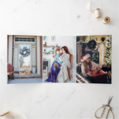 デザインあなた自身の数々の写真クリスマスホリデー 三つ折りクリスマスカード (内部)