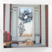 デザインあなた自身の数々の写真クリスマスホリデー 三つ折りクリスマスカード (内部最初)