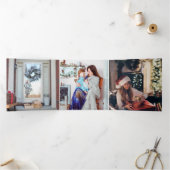 デザインあなた自身の数々の写真クリスマスホリデー 三つ折りクリスマスカード (内部)