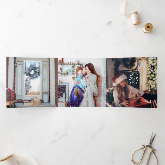 デザインあなた自身の数々の写真クリスマスホリデー 三つ折りクリスマスカード (内部)