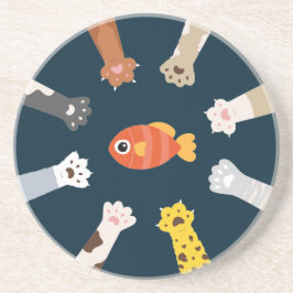 デザインおもしろい猫が魚を釣るゲーム コースター