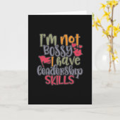 デザインおもしろい私は偉そうでなく、リーダーシップのスキルを持っている カード (黄色い花)