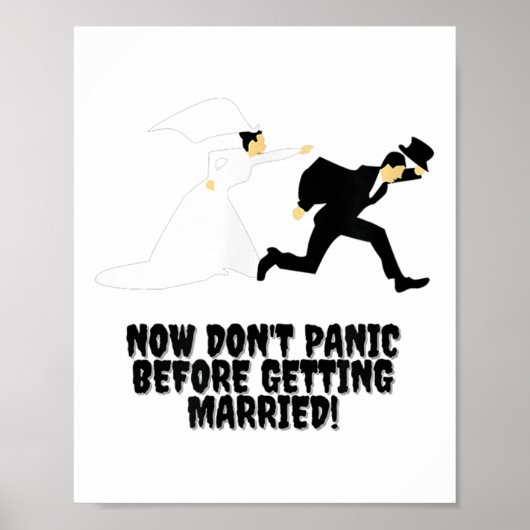 デザインおもしろい_花嫁が新郎を追う_パニックに陥らない_1 ポスター (正面)