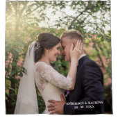 デザインお結婚客様のフォトシャワーカーテン シャワーカーテン (正面)