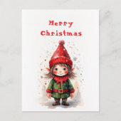 デザインかわいいクリスマス小妖精や小人 ポストカード (正面)