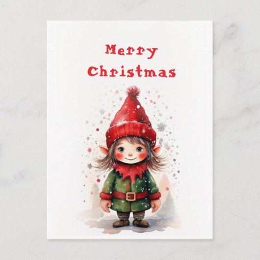 デザインかわいいクリスマス小妖精や小人 ポストカード (正面)